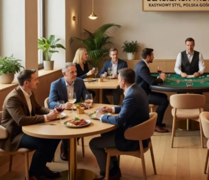 Stół blackjack w SA-DA-GENERÁL Betéti Társaság Co podczas wieczoru tematycznego